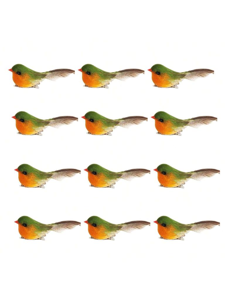 12/1PS Artificial Feather Robin Bird Ornament Christmas Tree Decoration Craft Valentine's Day Wedding Home Outdoor Yard Ornament