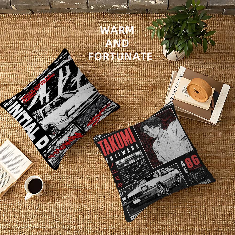 Anime Initial D Pillow Cushion Cover Pillowcase Living Room Sofa Home Decor Customized