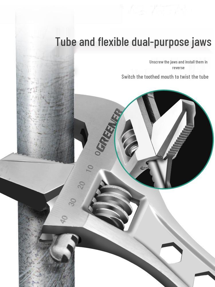 Multifunctional Large Opening Adjustable Wrench - Compact Hardware Tool