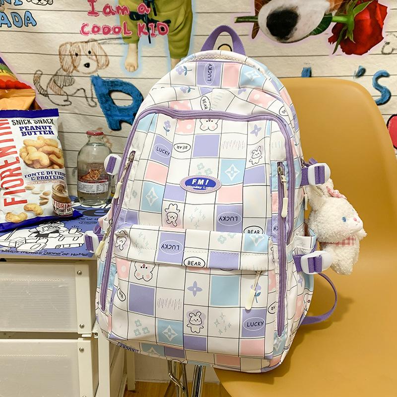 Schoolbag Primary School Students Children Plaid Junior High School Students High School Students