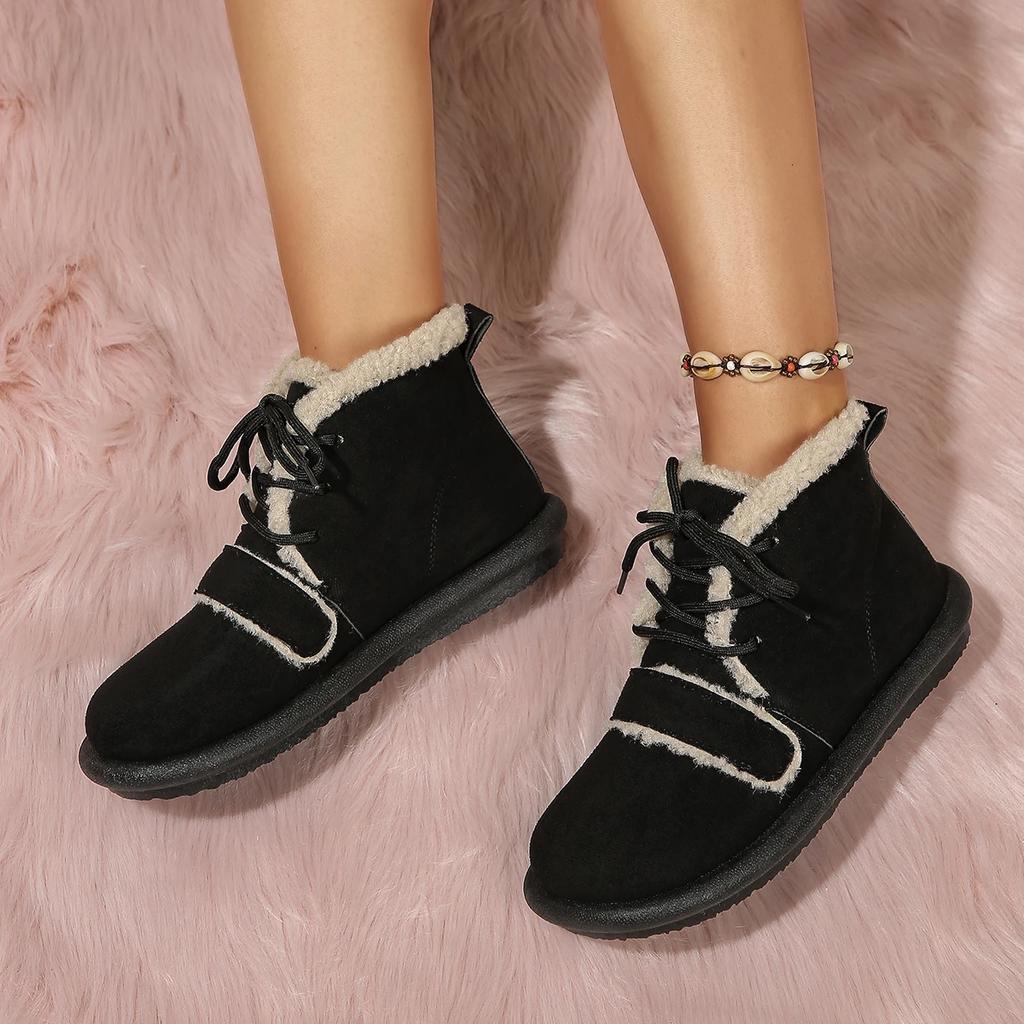 Fashion Soft Soled Snow Boots for Women 2024 Autumn and Winter New Cashmere Warm Lightweight All Casual Woolen Cotton Shoes