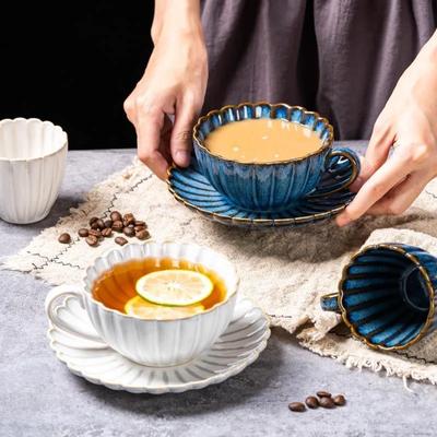 Japanese Vintage Kiln Transformation Chrysanthemum Ceramic Mug Milk Tea Breakfast Drinking Water Cup Coffee Cup Set Complete Set