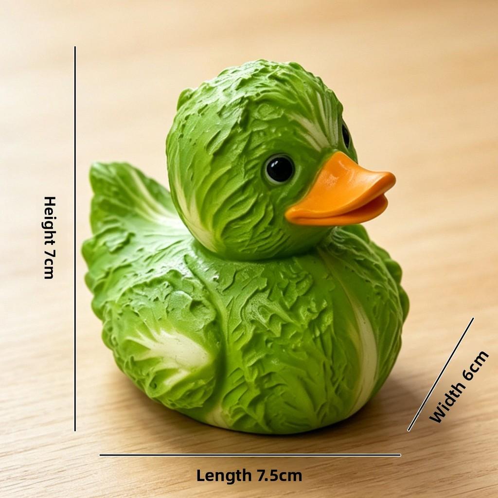 Figurina di Anatra con Frutta e Verdura Cartone Animato PVC Decorazione Creativa per Scrivania per Regalo e Collezione