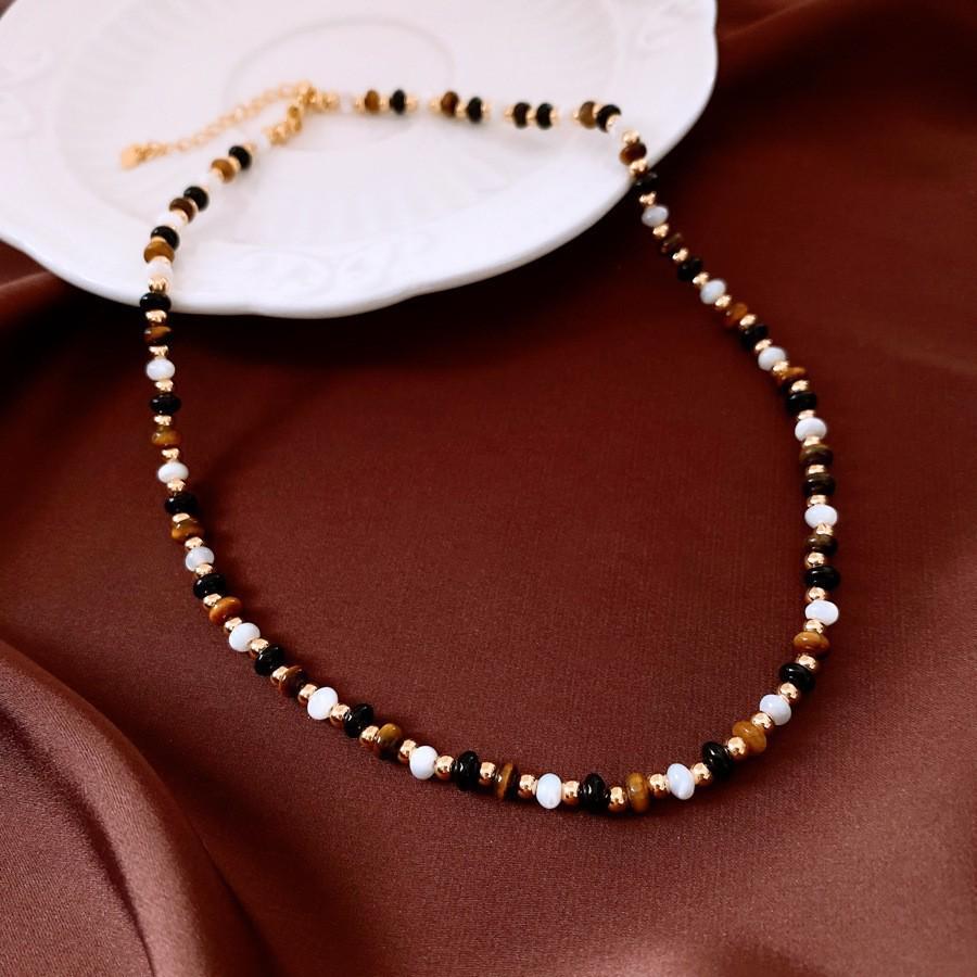 Sun & Stone Pendant Necklace - Titanium & Stainless Steel Clavicle Chain Jewelry