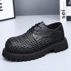 Fashion Summer Autumn Hollowed-out Leather Shoes for Men Black Knit Platform Shoes Male Fashion Casual New Designer Dress Shoes Man