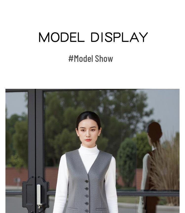 Women's V-neck Wool Melton Lambswool Waistcoat - Autumn/Winter Old Money Style