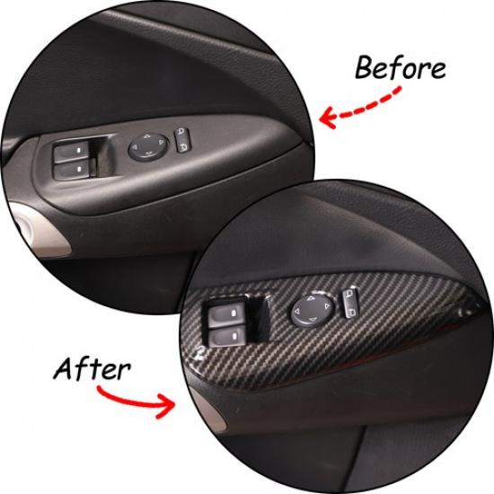 Carbon Fiber ABS Window Glass Lift Buttons Frame Trim For Corvette C6 2005-2013