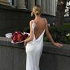 Swinging neck suspender dress European and American summer new hot high split backless strap suspender skirt