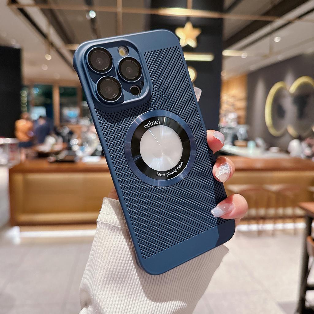 Oil Injection Borderless Heat Dissipation Mobile Phone Case Is Suitable for Apple 15PROMAX Trend 14 Mesh 13 Hard Case 15 Fine Holes