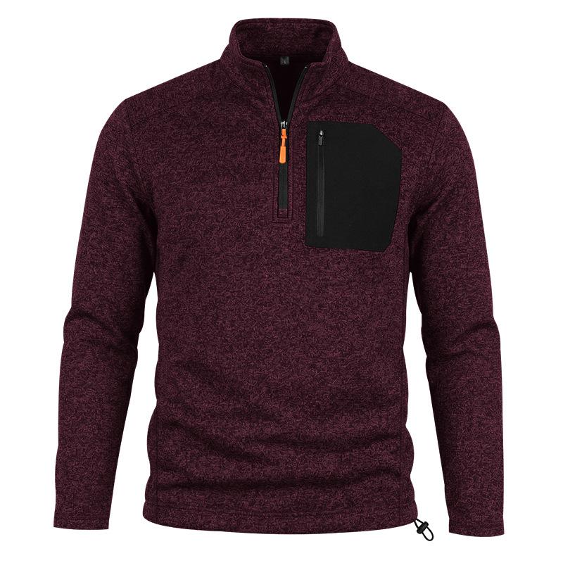Men Casual Quarter Zip Fleece Sweatshirt Stand Collar Long Sleeve Pullover Outdoor Workout Daily Tops