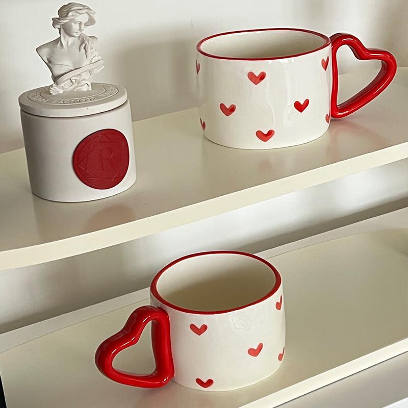 Shangqi Hand-Painted Red Heart Ceramic Mug