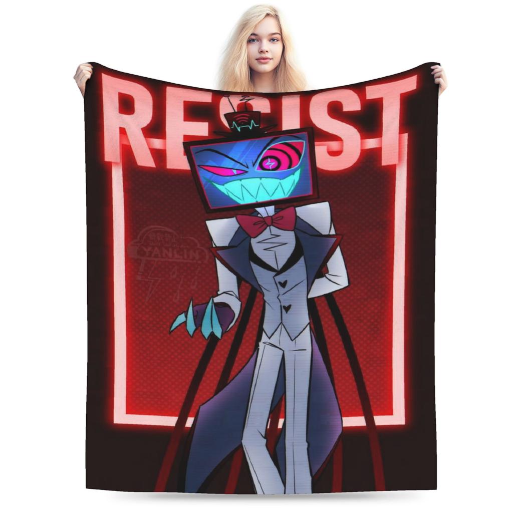 Custom Hazbines Eles Alastor Vox 2 Stuff Blanket Soft Velvet Throw Blanket Comfortable Bedding Throws