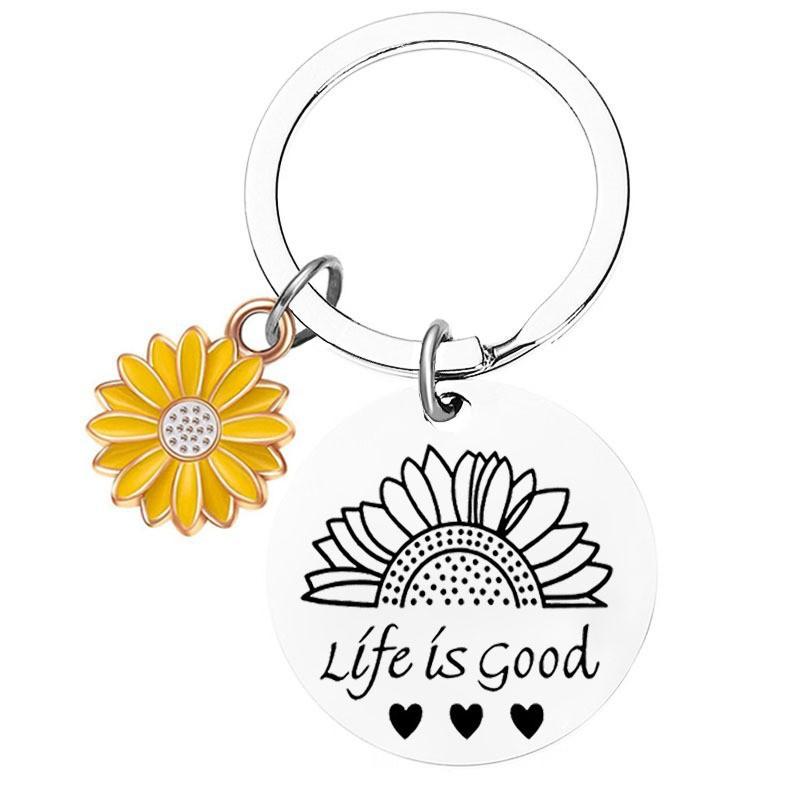 Sunflower Keychain Pendant Metal Stainless Steel Keychain Stainless Steel Keychain for Mothers Day and Fathers Day Backpack Bag Pendant