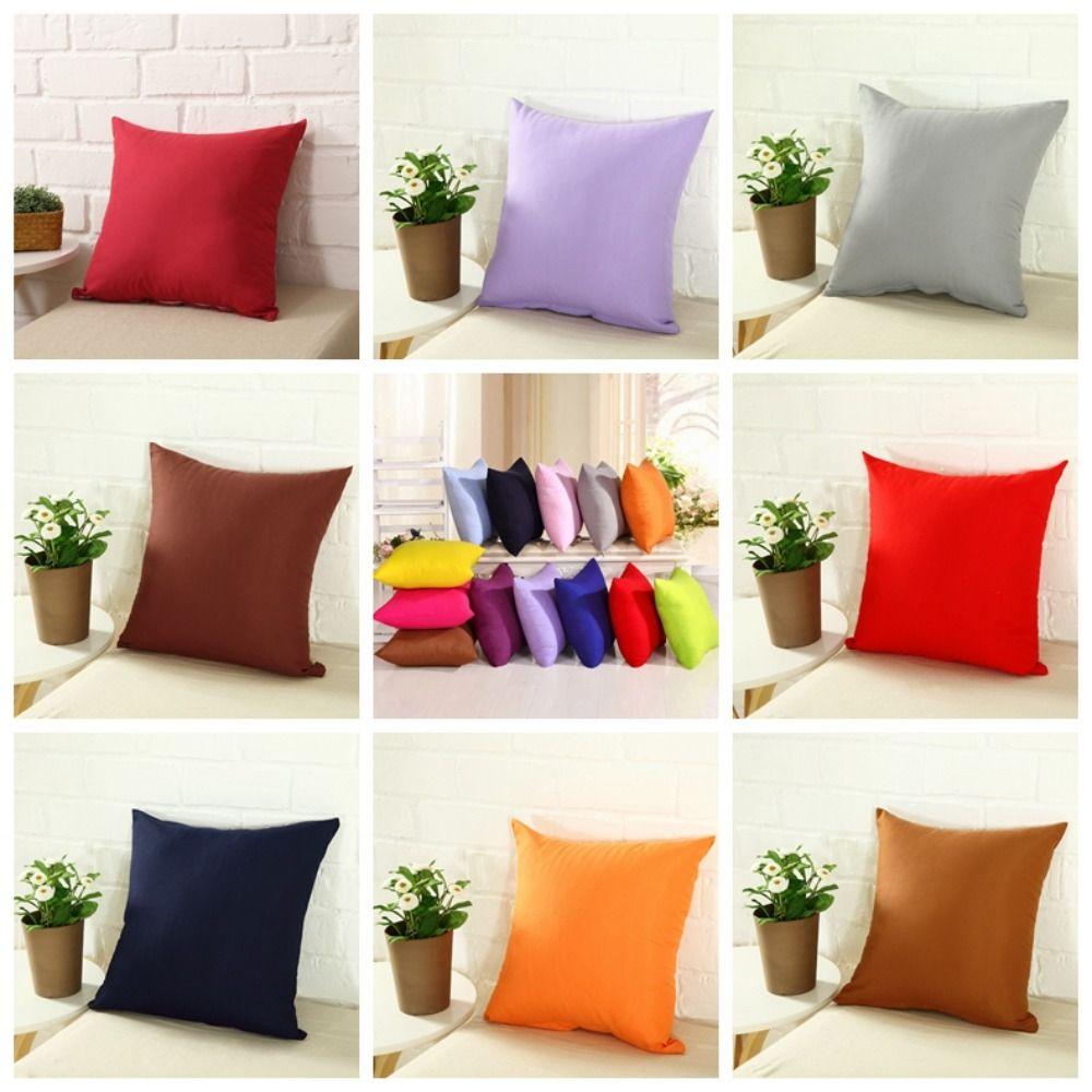 Colorful Solid Color Pillowcases Simple Cushion Cover Candy Color Pillow Case Cover  Office