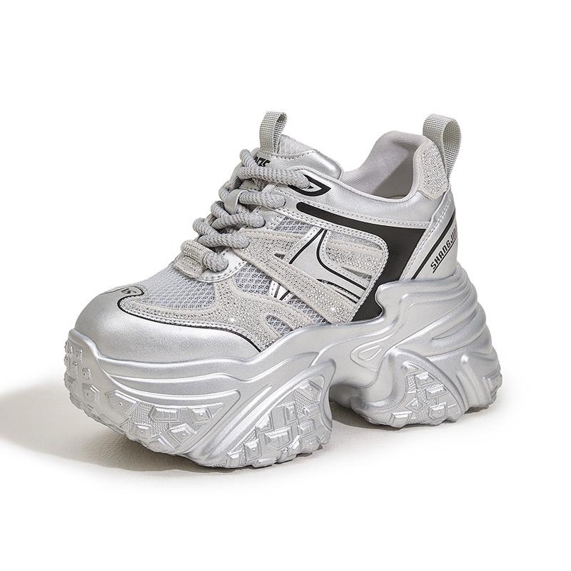 

Dad Shoes Women s 2025 Summer New Hollow Mesh Sports Casual Shoes Versatile Thick Soles 10cm Height Increasing Women s Shoes 34