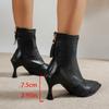 French Pointed Toe High Heel Booties Women Fall/Winter  New Versatile Stiletto Heel Stretch Skinny Boots Naked Boots
