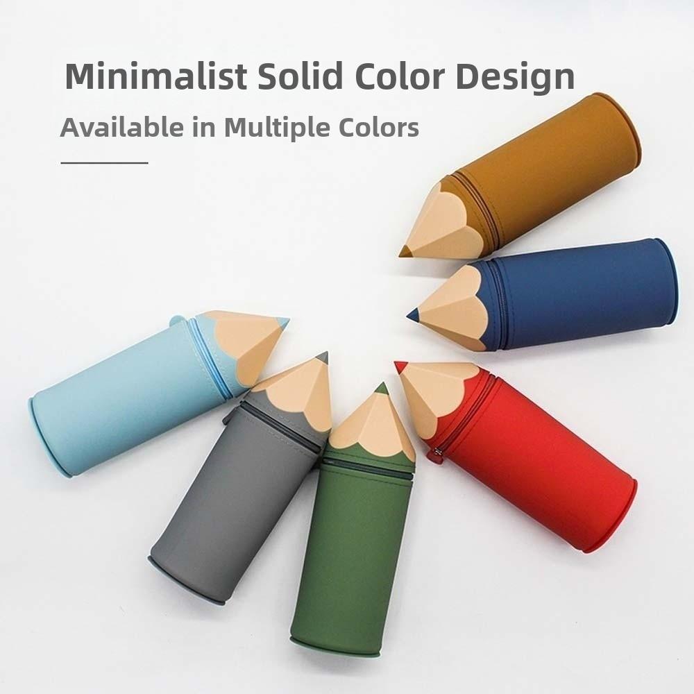 Large Capacity Pencil Shape Pen Holder Waterproof Pen Storage Bucket Makeup Brush Holder  Ruler