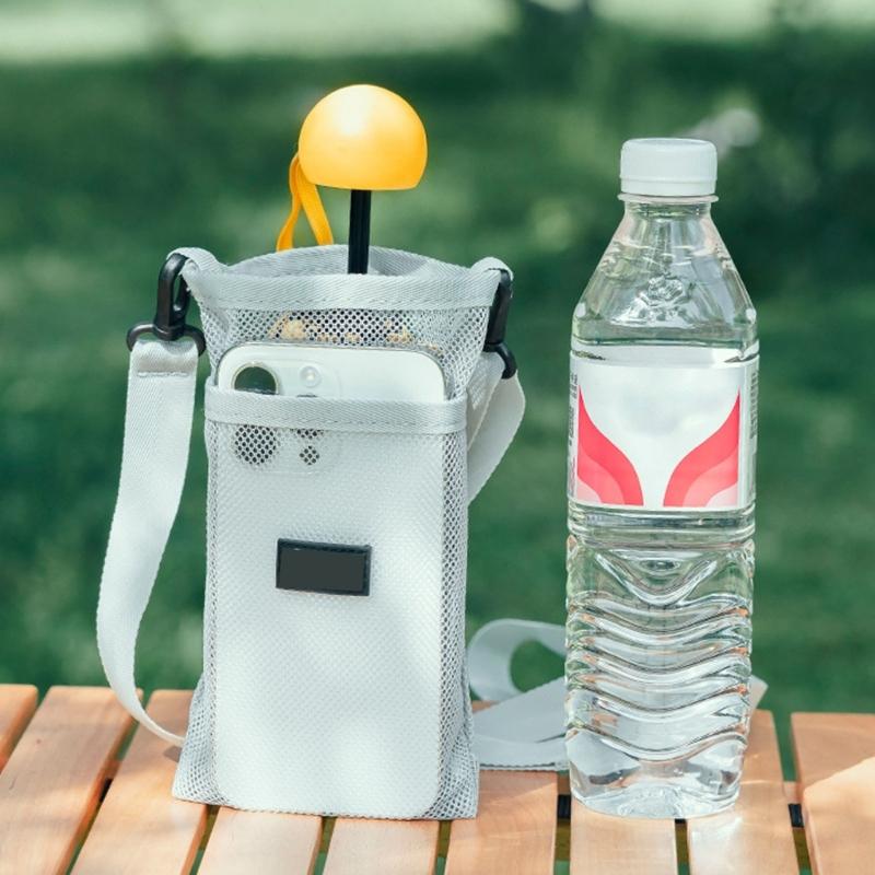 Meshes Water Bottle Holder Sleeve Water Bottle Carriers Bag for Clear Hydrations Monitoring Zippers Access Oxford Fabric