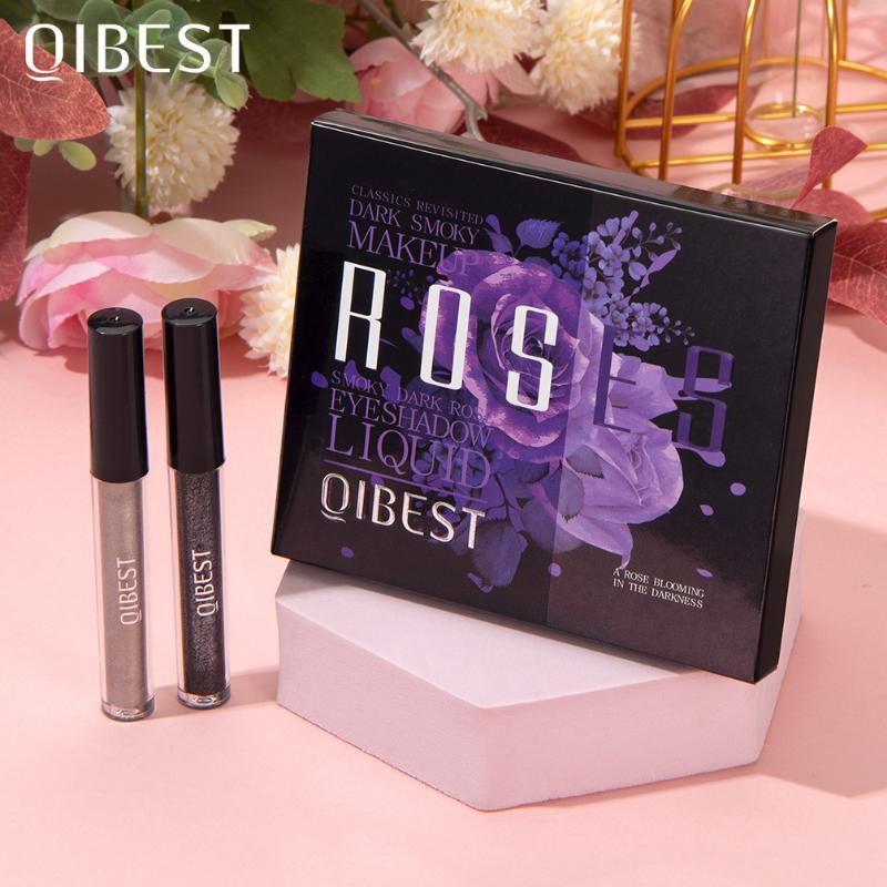 QIBEST Eyeshadow Liquid Matte Pearl Fine Flash Dark Black System of Europe and The United States Punk Smoky Makeup Eyeshadow Liquid