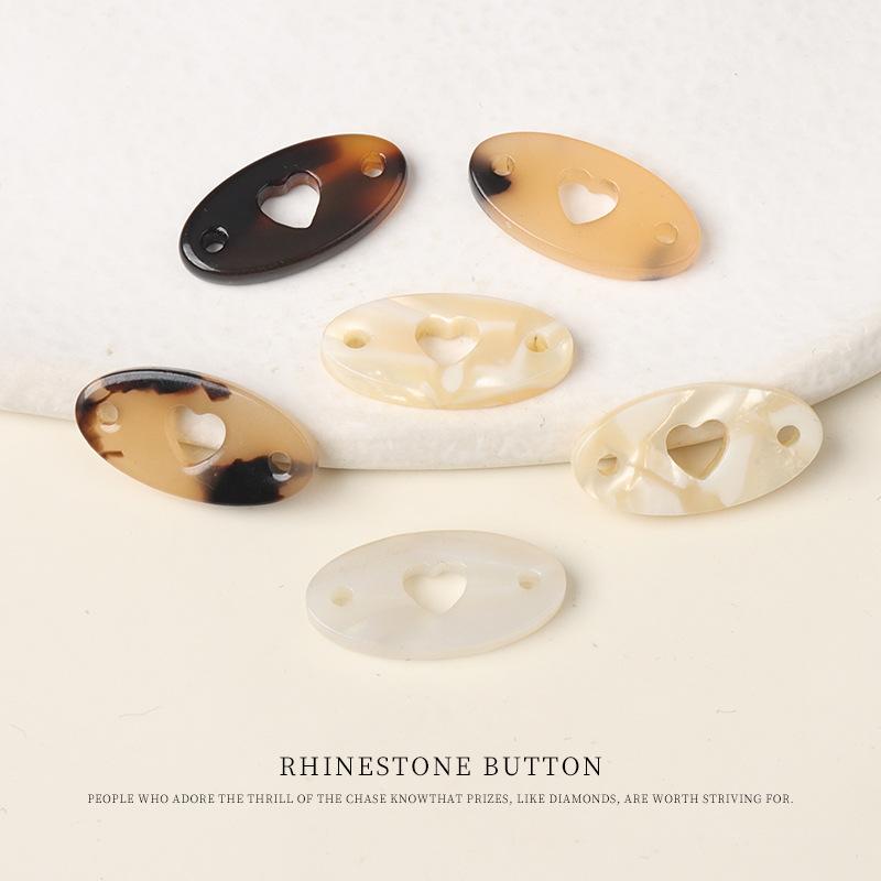 5pcs Resin Imitation Shell Love Oval Sign Sweater Cardigan Hat Clothing Decoration Tortoiseshell Button Buttons
