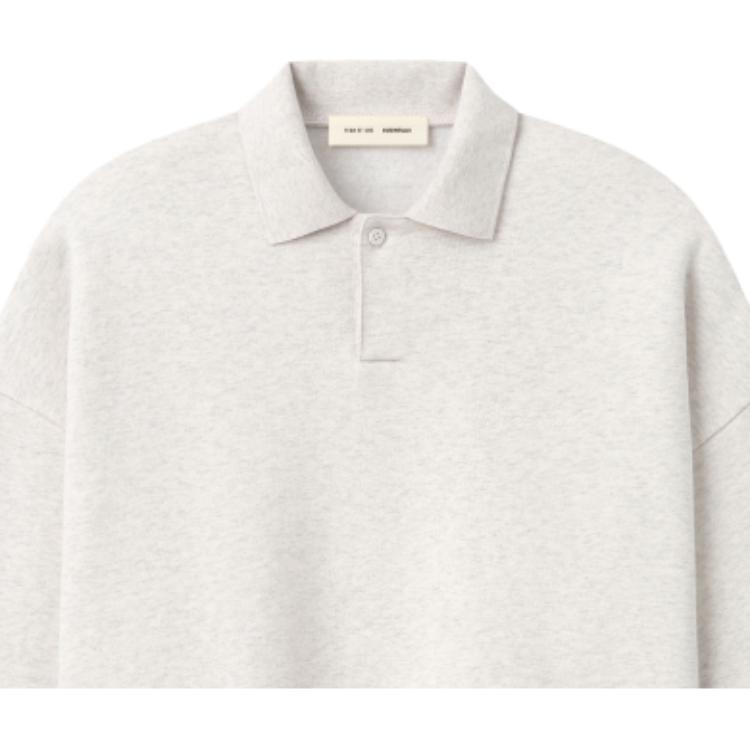 Fear of God Essentials Signature 90s Polo Sweatshirt Oatmeal Heather/Light Heather Unisex Tops Tan 192SP264374F
