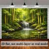 2D Bamboo Forest Waterfall Backdrop for Zen, Nature & Oriental Themed Photography