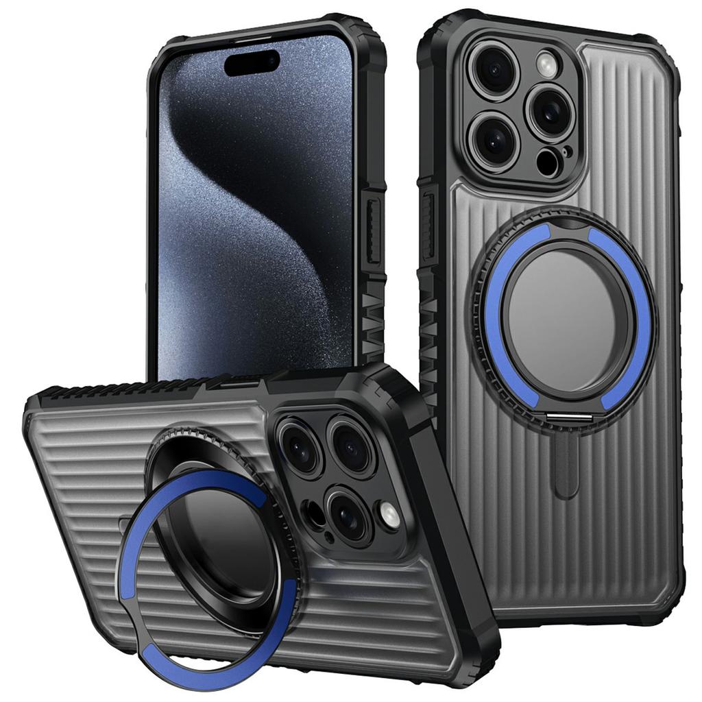 For iPhone 14 Pro Magnetic Case with Kickstand PC+TPU Phone Back Cover