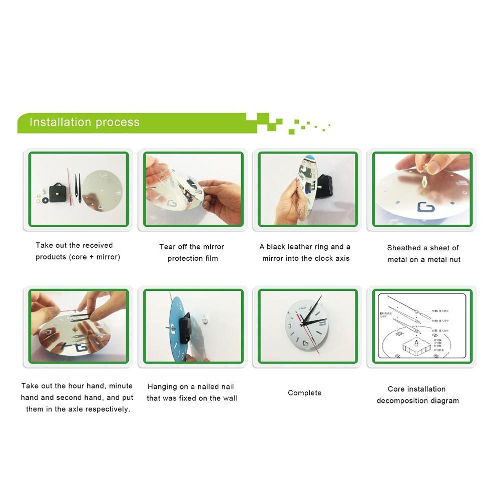 Stylish 1 Pc Creative Teeth Mirror Wall Clock Modern Diy Acrylic Home Decor