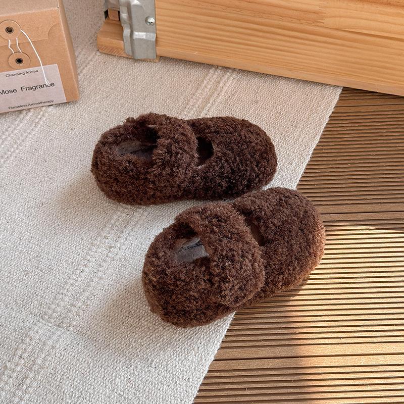 

Kids Fuzzy Closed Toe Casual Winter Shoes 21 коричневый