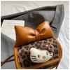 Korean Style Leopard Print Mini Shoulder Bag with Bow - Cute Crossbody for Girls 2025