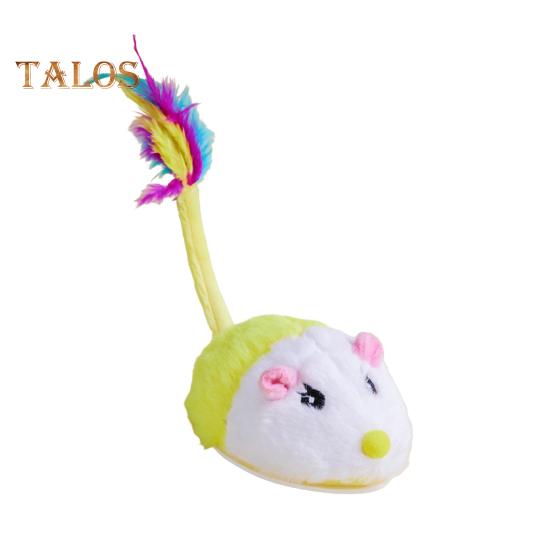 Elektrisches Maus-Katzenspielzeug, wiederaufladbar über USB, interaktives Kätzchenspielzeug mit Federschwanz, automatisch bewegliche Plüschmaus für Hauskatzen