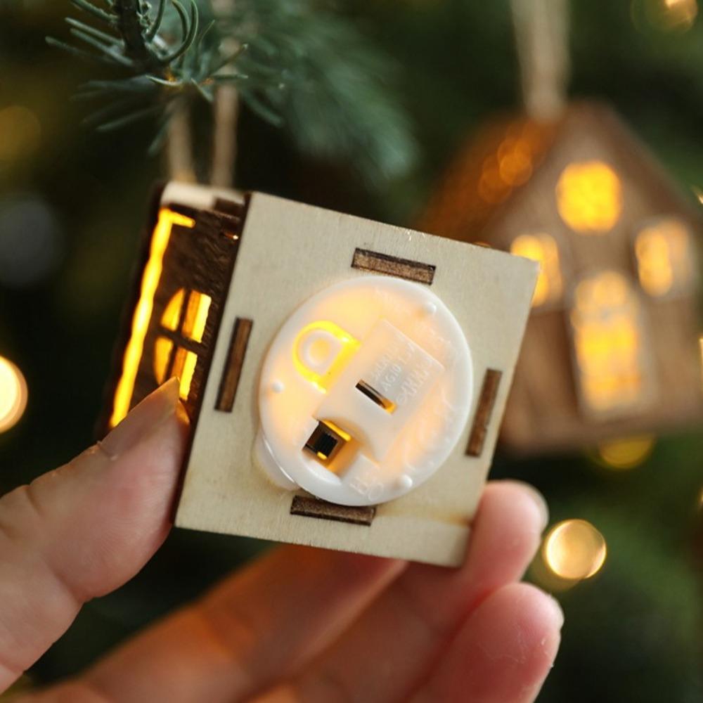 New Luminous Wooden House Christmas Pendants Creative New Year Xmas Tree Ornaments Gifts Hanging Ornament Christmas Decorations