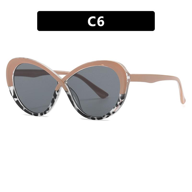 Oval Cross Glasses Frame Women'S Glasses Frame Trendy Personality Fashion Anti-Blue Flat Mirror Optics