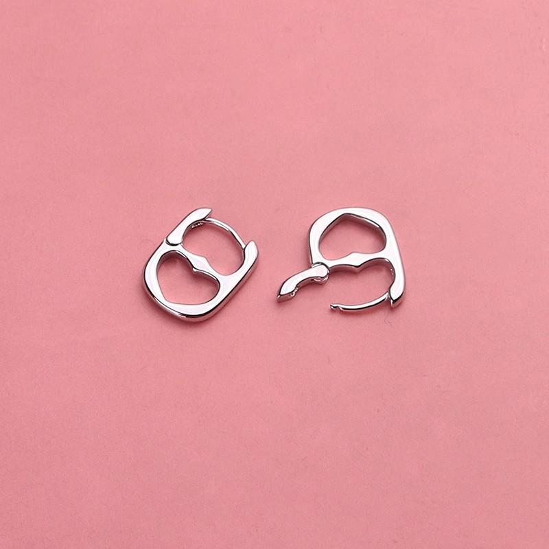 Silver Color Hollow Heart Hoop Earrings for Women Girls Personality Korean Wedding Party Birthday