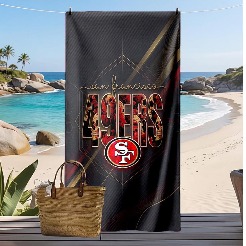 Asciugamano da Spiaggia Stampa San Francisco 49ers Morbido Portatile Asciugatura Rapida?Asciugamano Asciutto Per Piscina Vacanza Estiva Sport all'Aperto