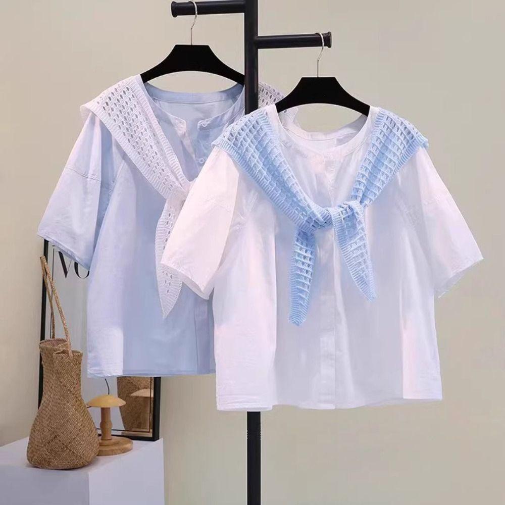 Cape Knitted Shawl White Hip Scarf All-match Fake Collar Women