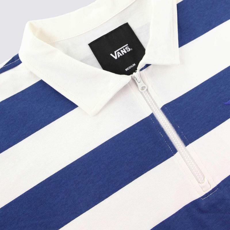 Vans Quarter Zip Elegant Versatile Comfortable Simple Short Sleeve Polo Shirt Men Polo Shirts Marsh Wide-Stripes VN000NJMEGB