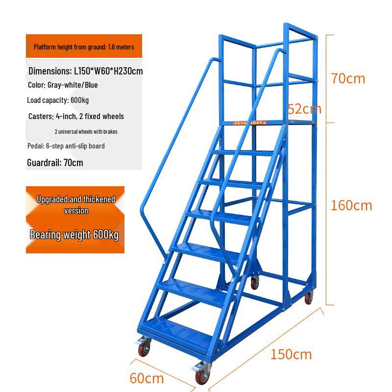 Anti-Slip Movable Climbing Ladder for Warehouse and Supermarket Storage