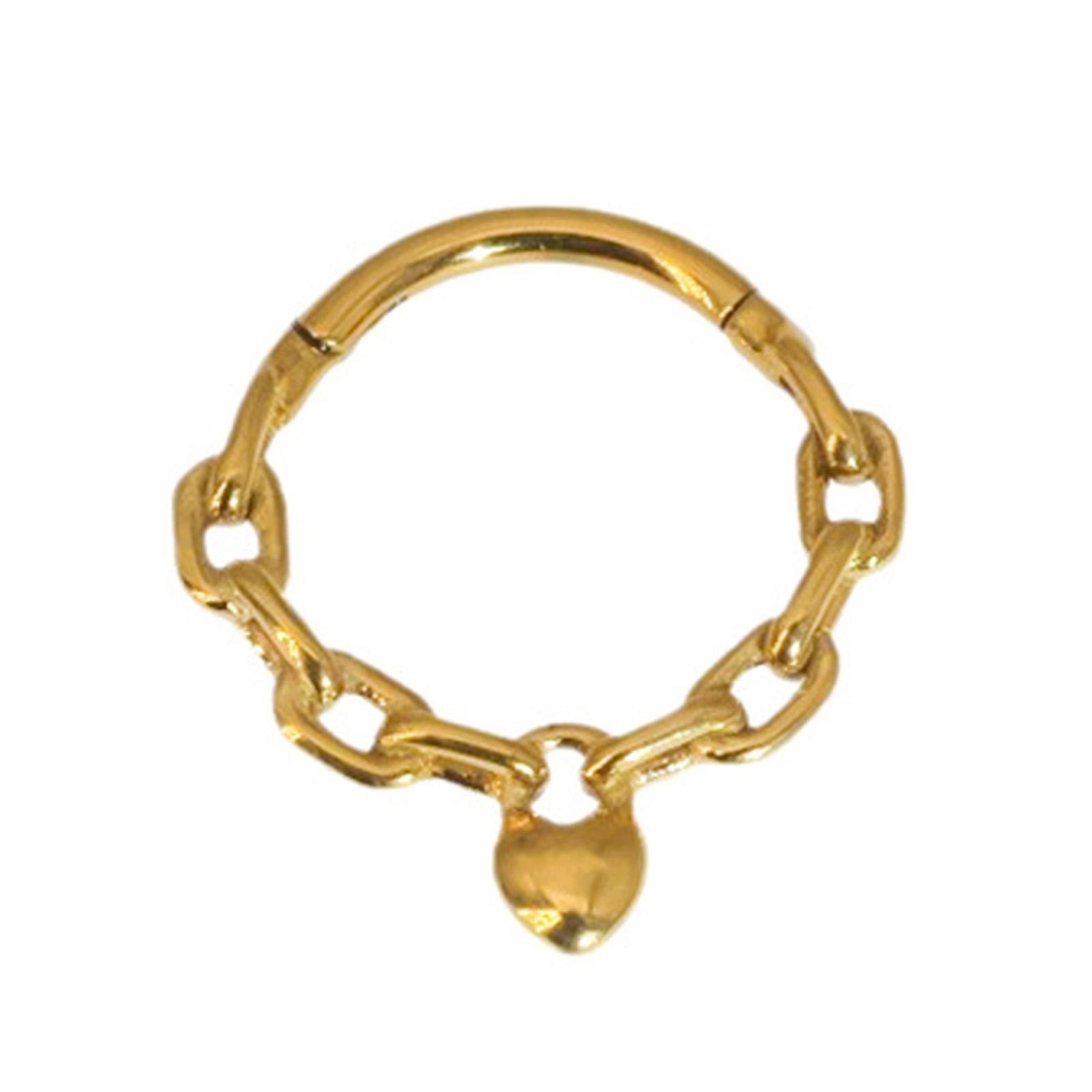 

Unique Heart Chain Septum Rings Surgical Steel Nose Jewelry for Women and Girls Available in Gold or Silver 8/10MM 8 золотий