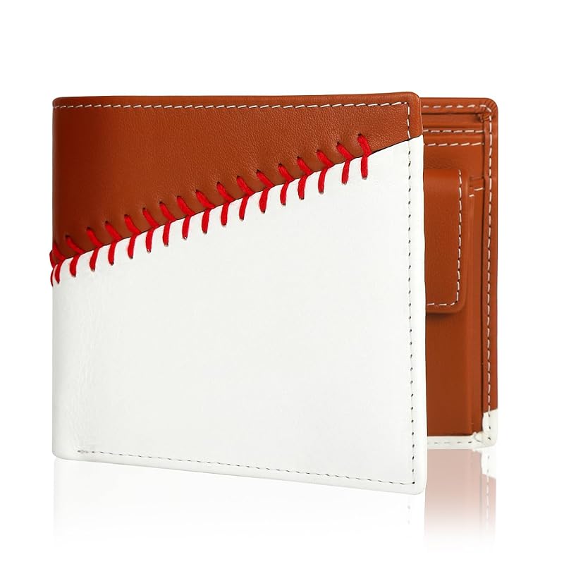 

[rebolld] baseball ball leather grab leather bifold wallet brown hand stitch Ribold baseball gift genuine leather wallet luxury (brown)