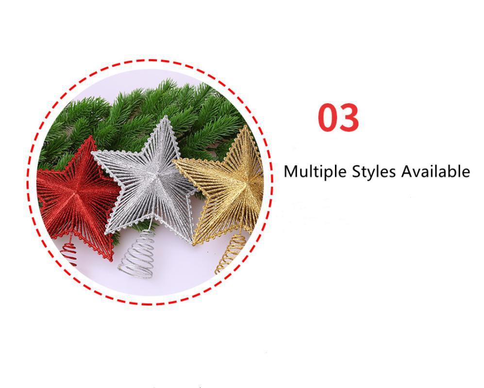 Three Dimensional Five Pointed Star Christmas Tree Top Gold Glitter Iron Decorations Christmas Window Scene Layout