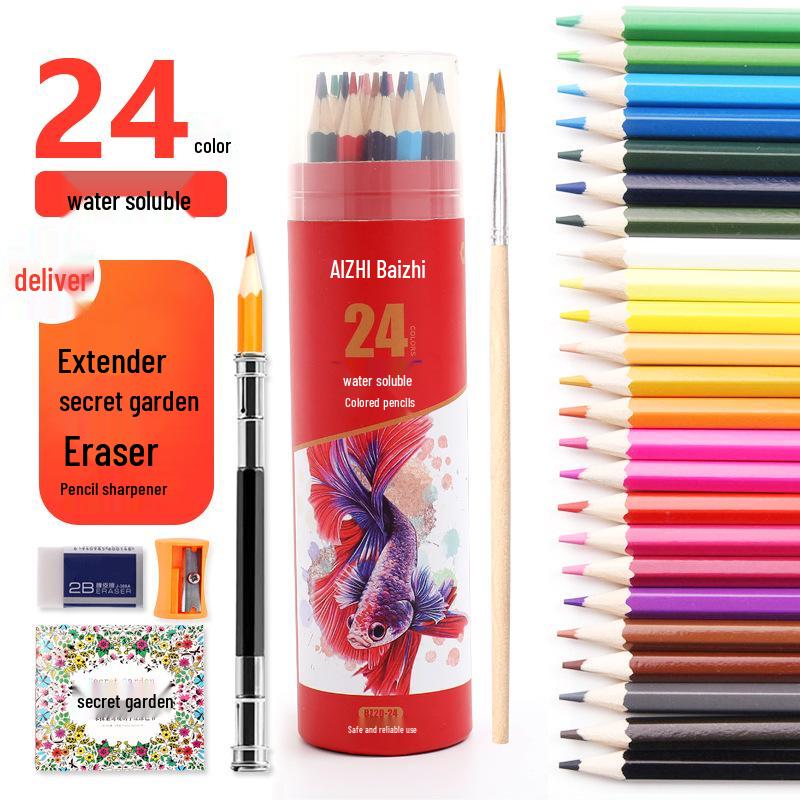 Sześciokątne Kredki Kolorowe Rozpuszczalne w Wodzie na Bazie Oleju - 12, 24, 36, 48, 72 Kolory - Zestaw do Rysowania dla Studenta
