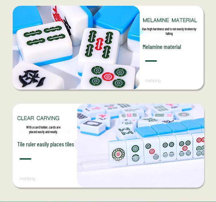 Compact Travel Mahjong Set - 24mm & 30mm Tiles, Solid Carved Sparrow Design, Ideal for Dorms and Table Games