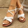 2025 Summer Women's Plus Size Elastic Band Slip-On Roman Sandals - Comfortable & Lightweight
