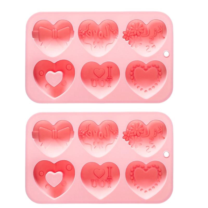 2lots Food Grade Heart Shape Silicones Molds 6 Holes Love Valentines Candy Molds For Candy Resins And Candle Making