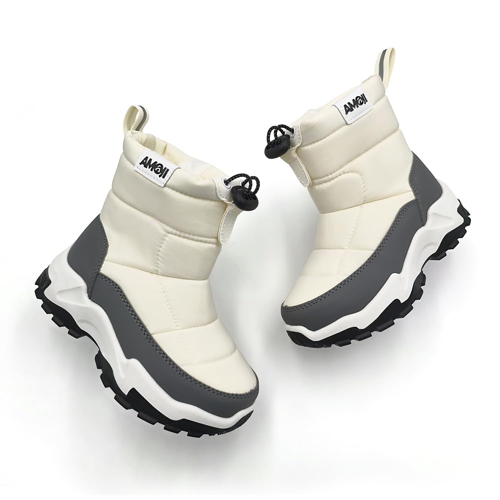 Amozi Snow Long Ski and Boa Cold Size KB9908 Kids' Boots, Snowshoes, Boots, Boots, Girls' Boys', Fabric, Winter, Protection, White, 20.0cm,