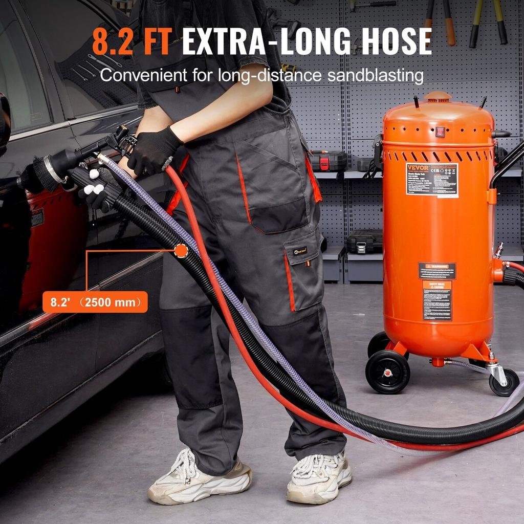 28 Gal Vacuum Sand Blaster Dustless Sandblaster with 1200W Vacuum System