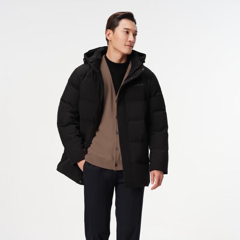 Tanboer Men's Loose Business Casual Down Jacket with Detachable Hood TF237507