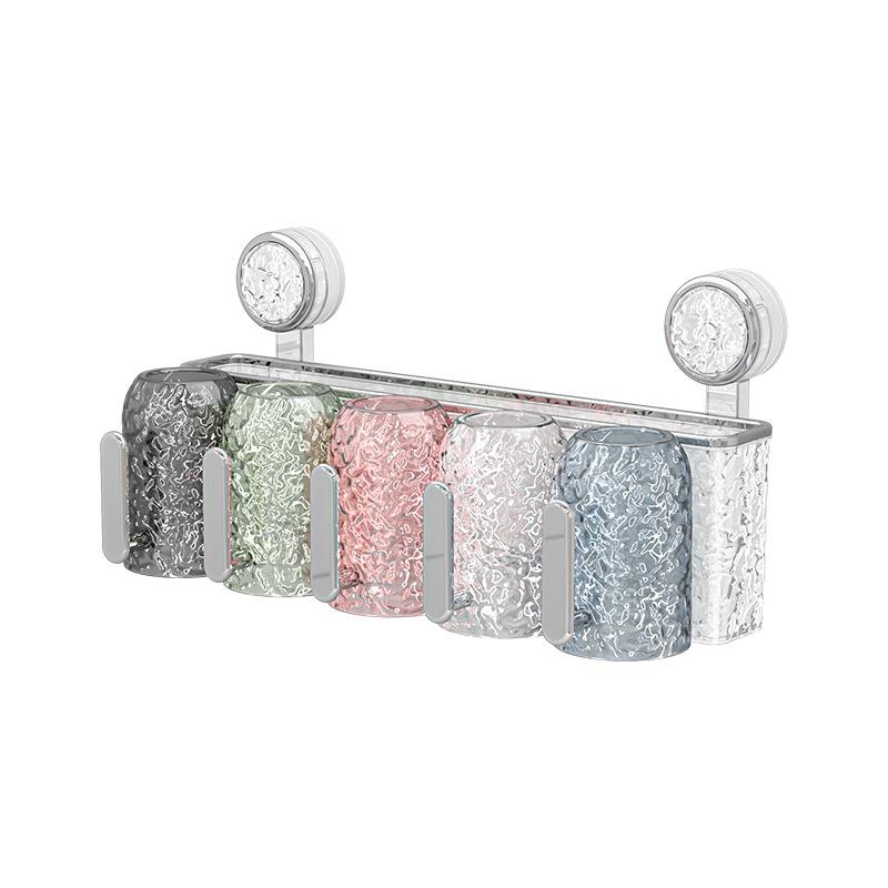 Suction Cup Toothbrush Rack, No Need for Drilling, Bathroom Toothbrush Rack, Wall-mounted Toothbrush Cup Rack, Toothbrush Cup Storage Rack