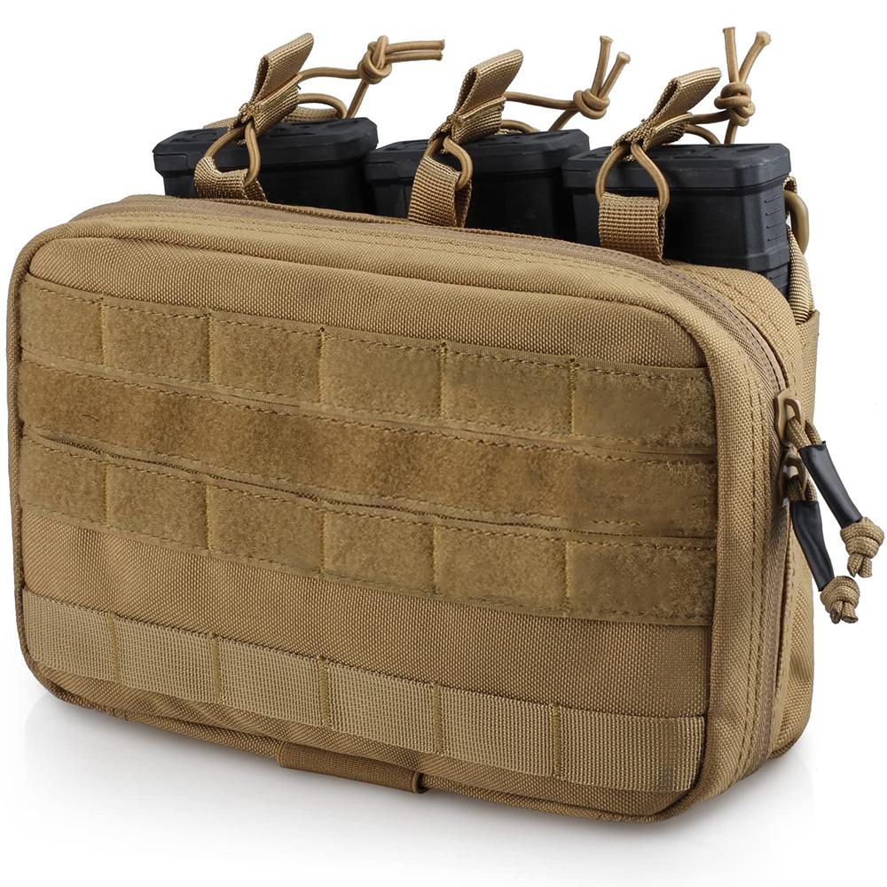 Pochette d'administration triple pour chargeurs Pochette à chargeurs Organisateur EDC utilitaire Molle Poche intérieure amovible Porte-chargeur pour M4 M16 5.56mm écorce tannante